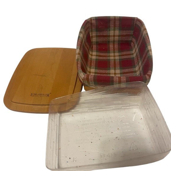 LONGABERGER 2002 Recipe Basket Woven Basket with Lid and Plaid Trim - Picture 4 of 9